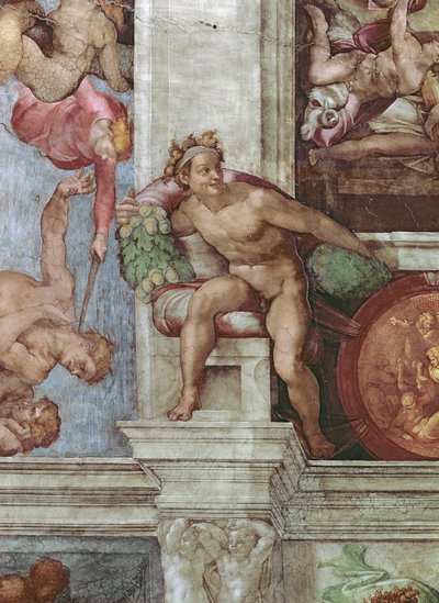 Sistine Chapel Ceiling: Expulsion of Adam and Eve from the Garden of Eden (pre restoration, detail) by Michelangelo Buonarroti